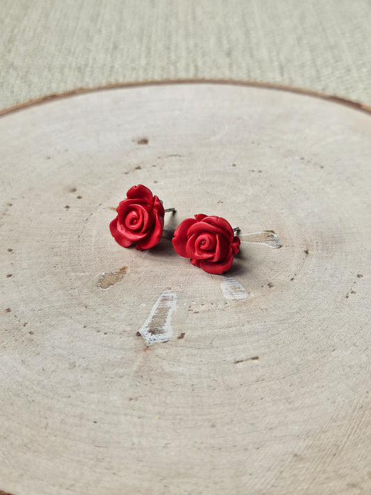 Red Rose Stud Earrings