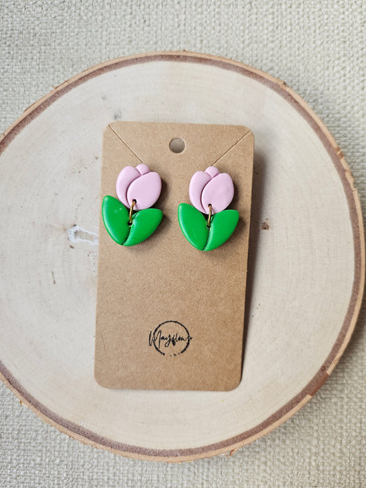 Pink Tulip Dangle Earrings