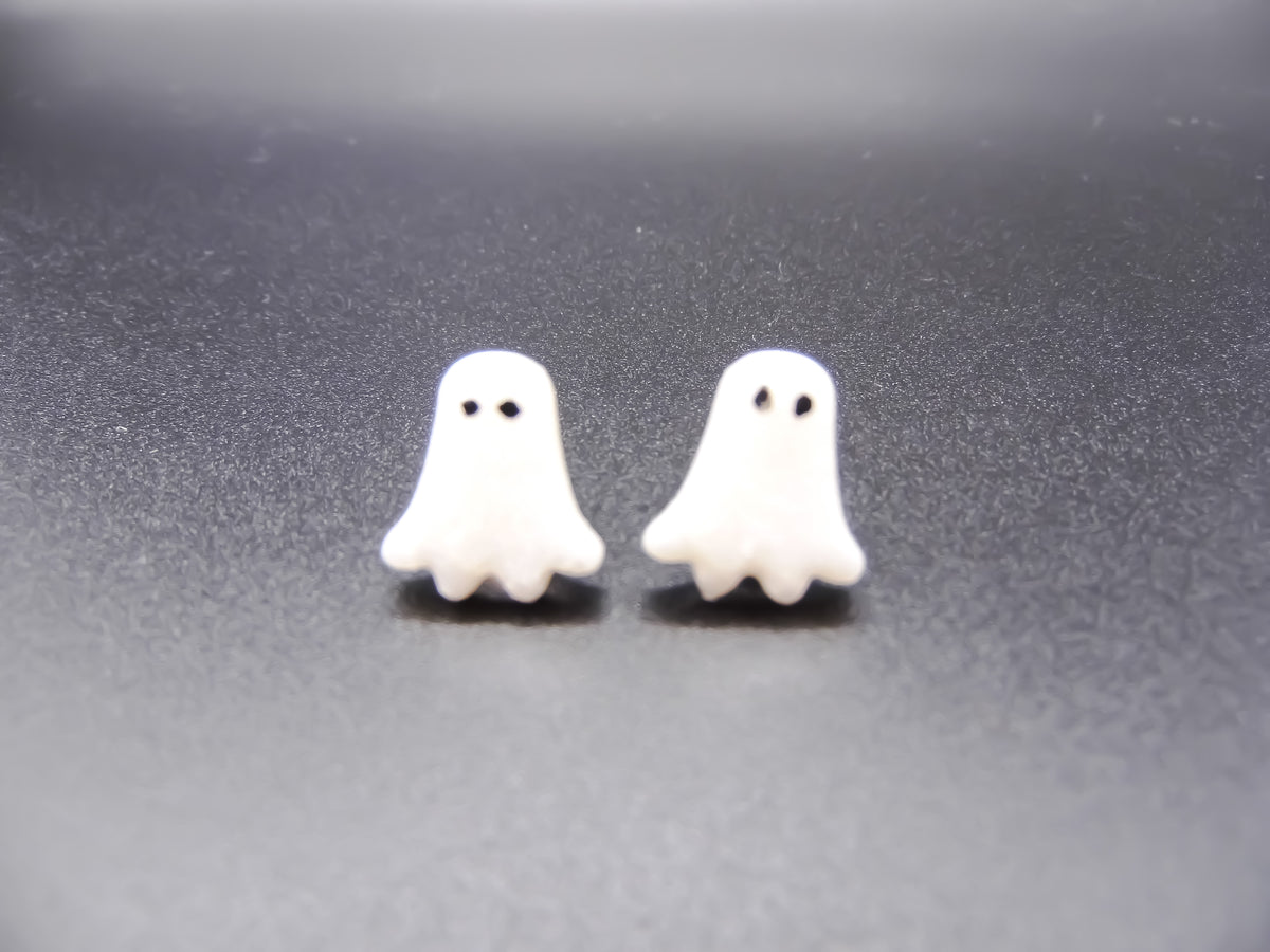 Mini White Ghost Stud Earrings
