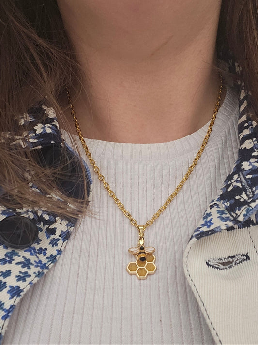 Bee and Honeycomb Necklace