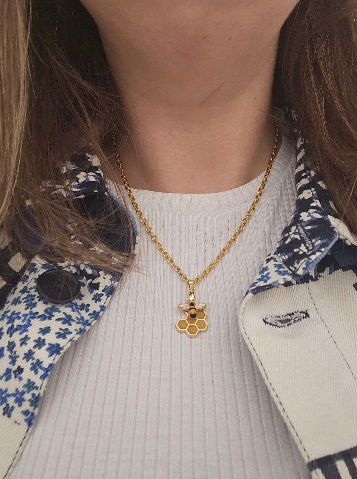 Bee and Honeycomb Necklace