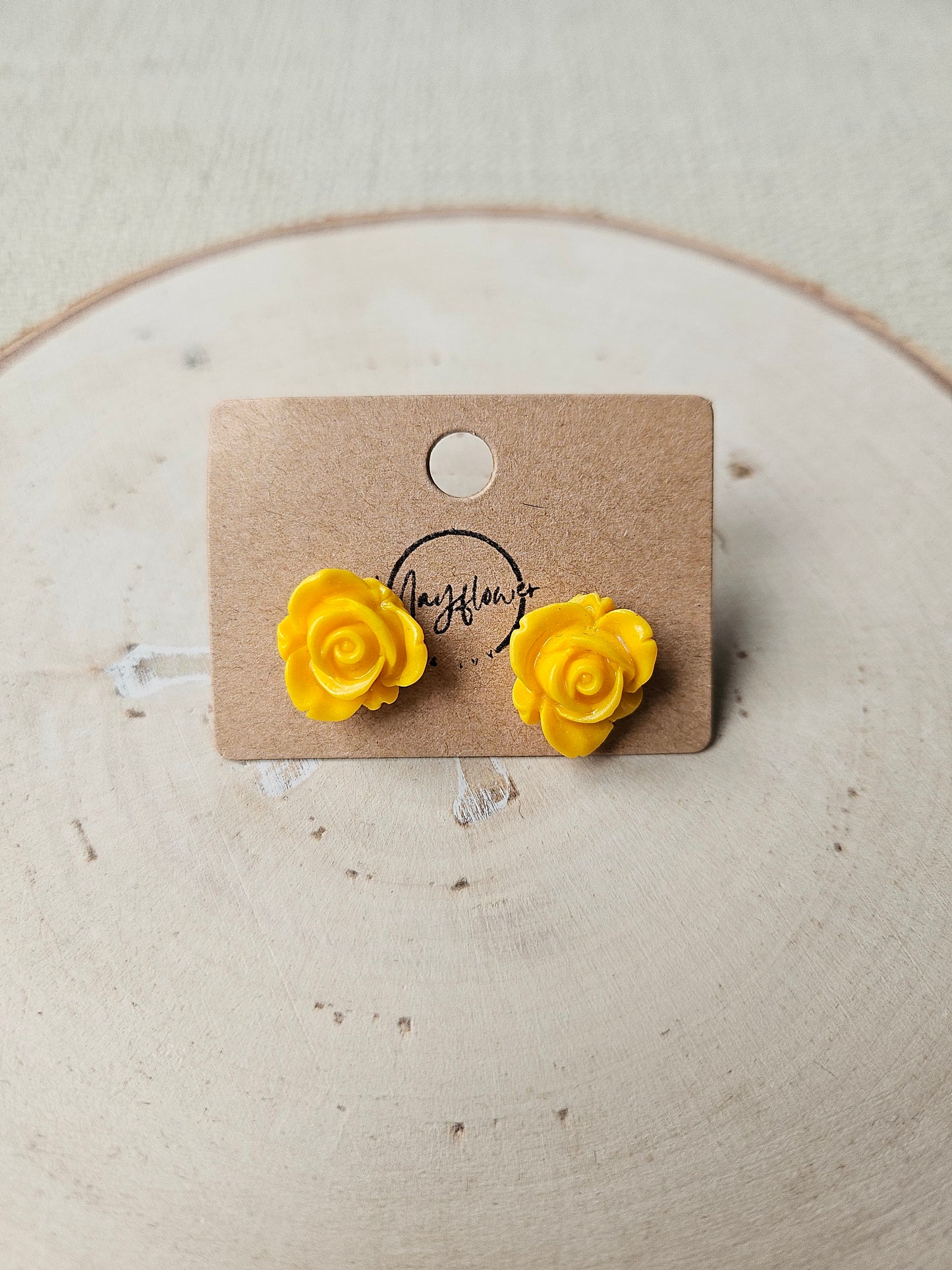 Yellow Rose Stud Earrings