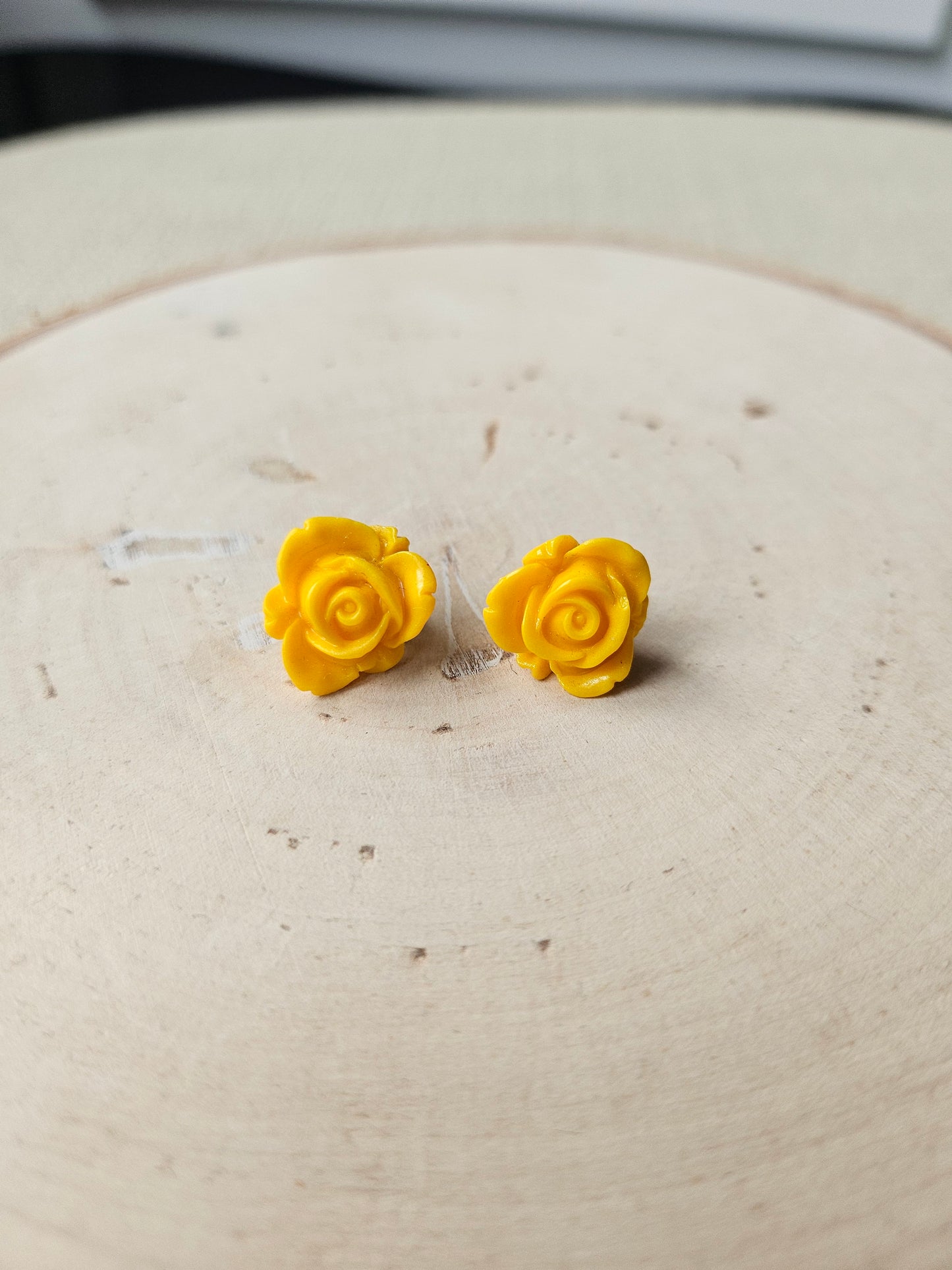 Yellow Rose Stud Earrings