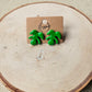 Green Monstera Leaf Stud Earrings