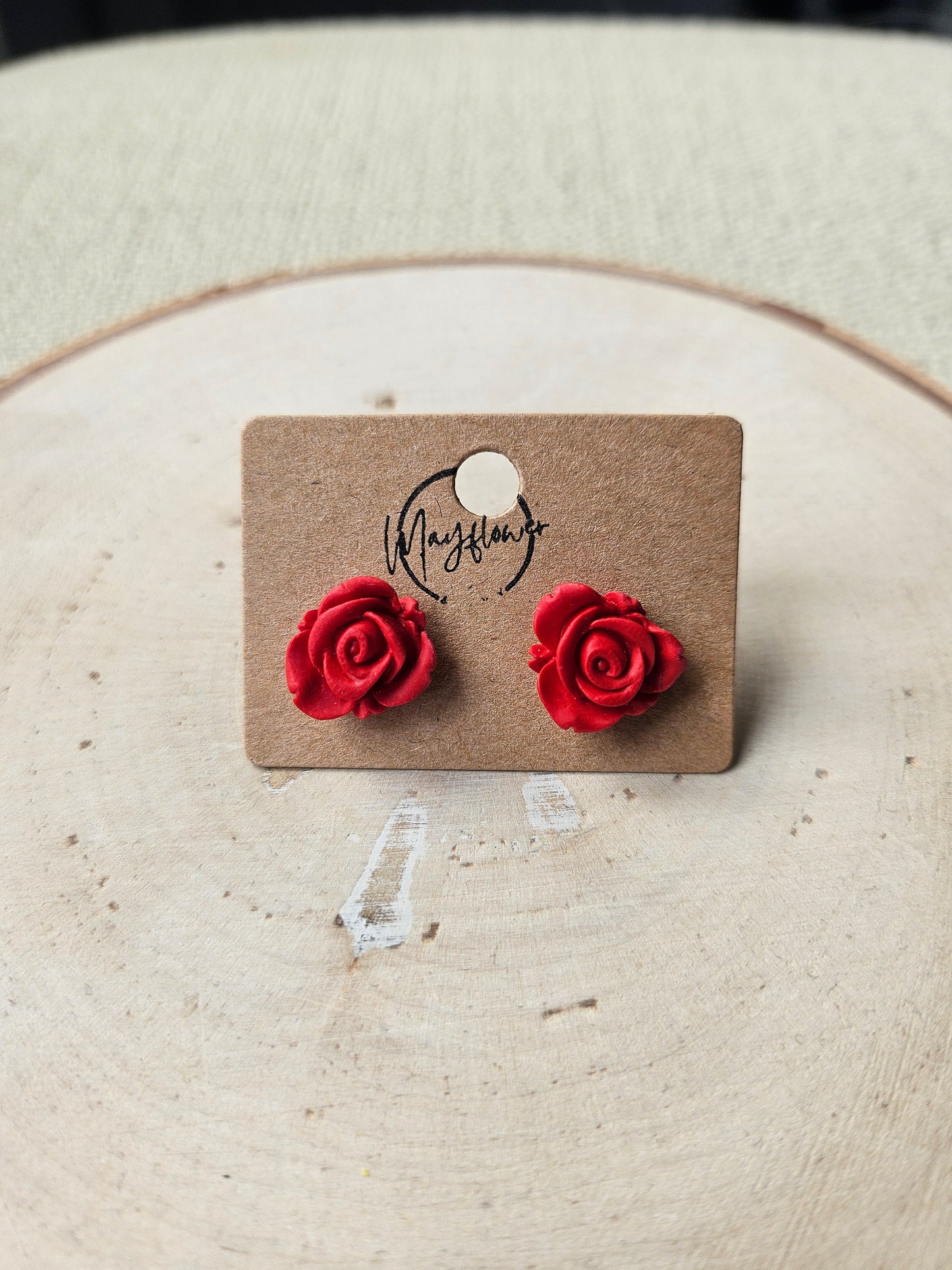 Red Rose Stud Earrings