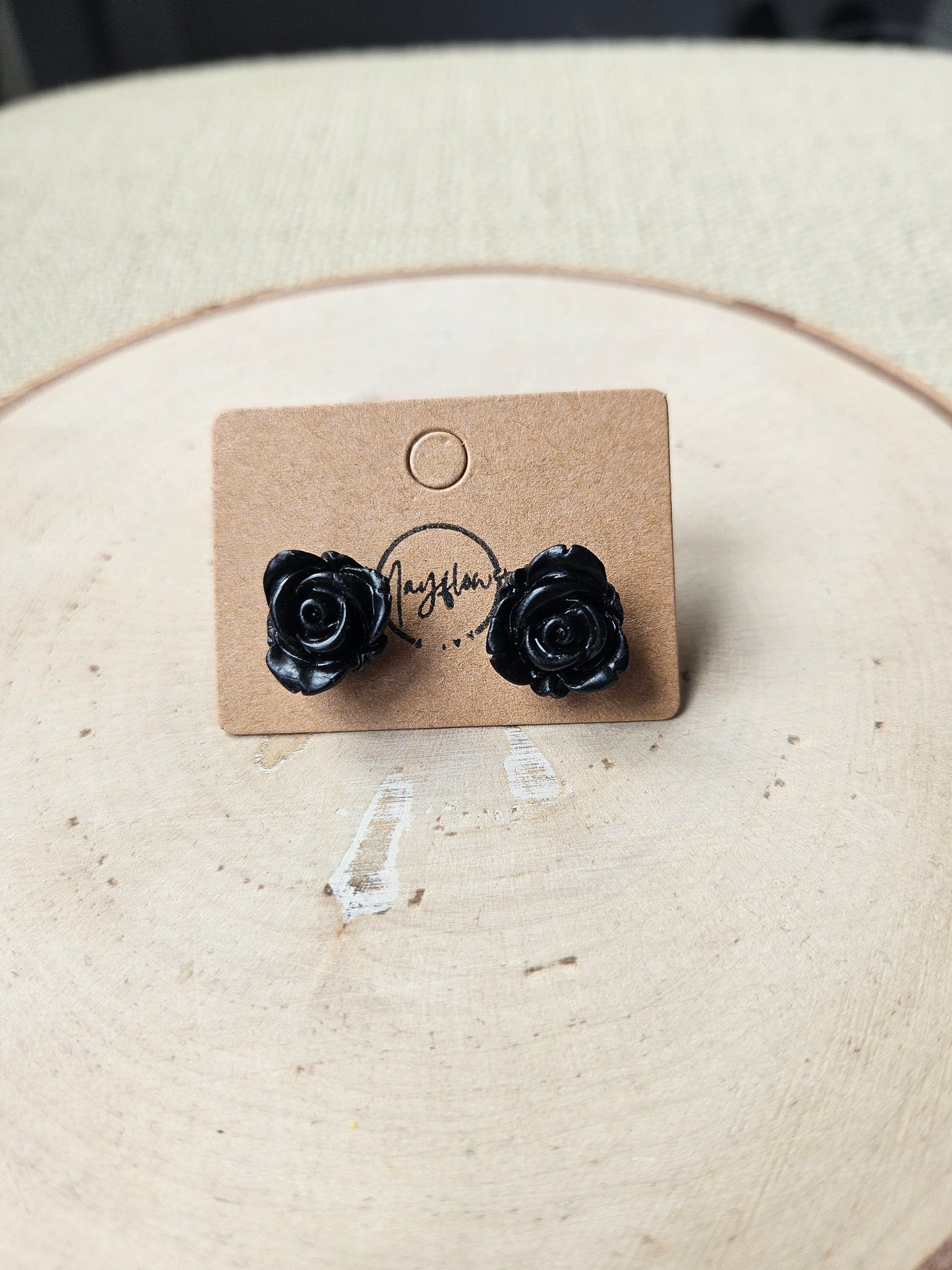 Black Rose Stud Earrings