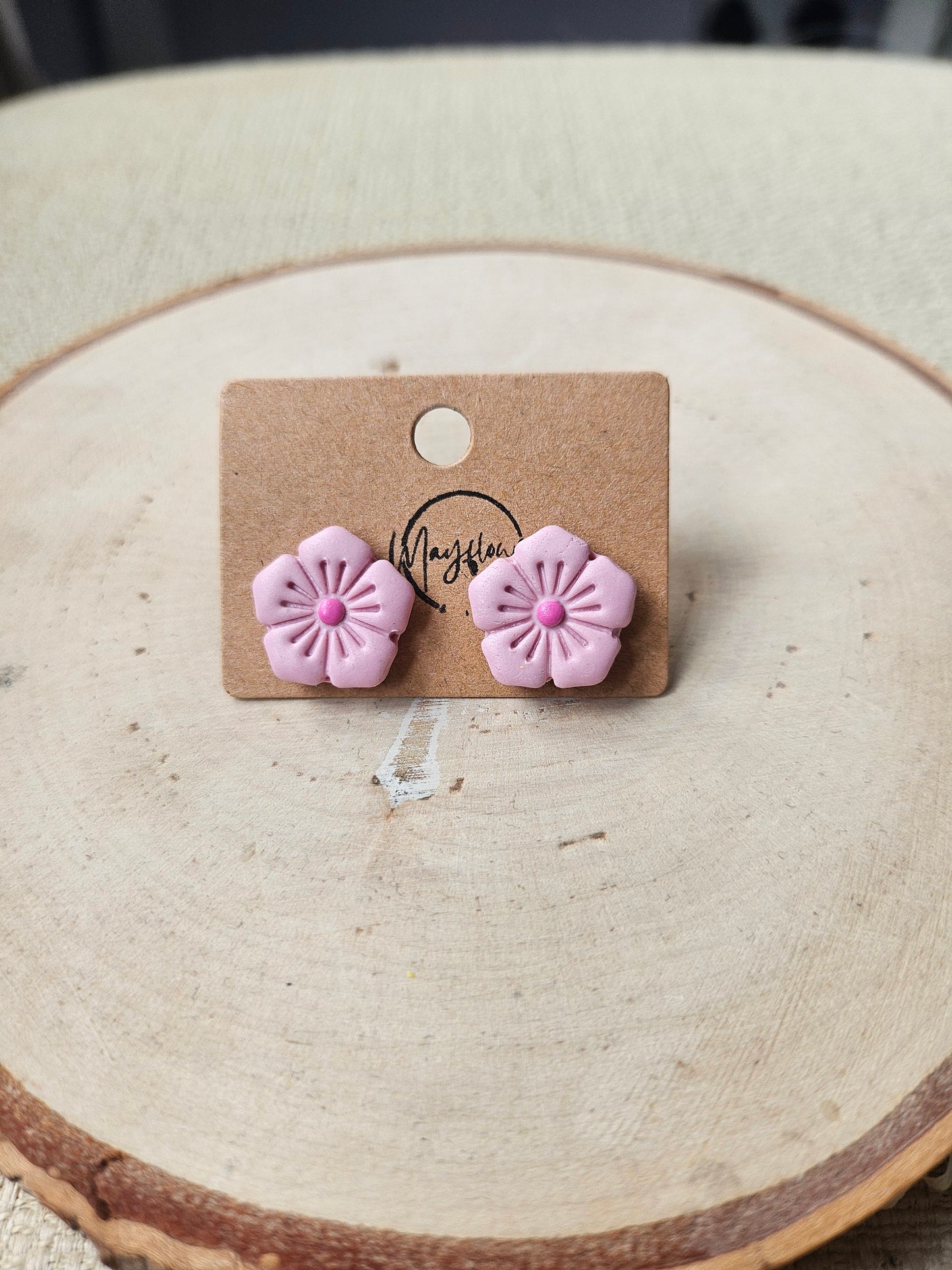 Pink Cherry Blossom Stud Earrings