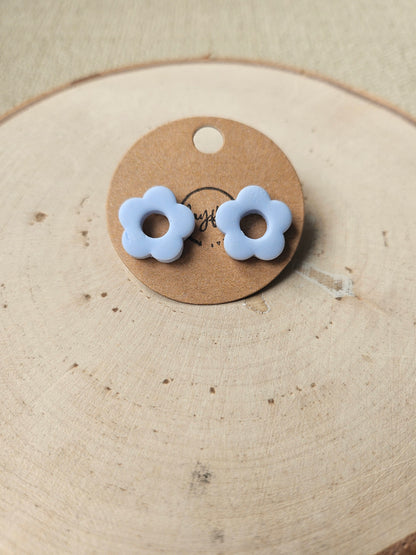 Blue Retro Flower Stud Earrings