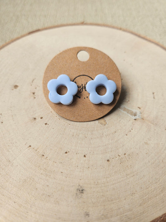 Blue Retro Flower Stud Earrings