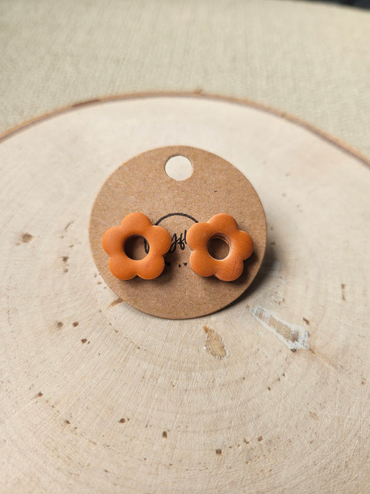 Brown Retro Flower Stud Earrings