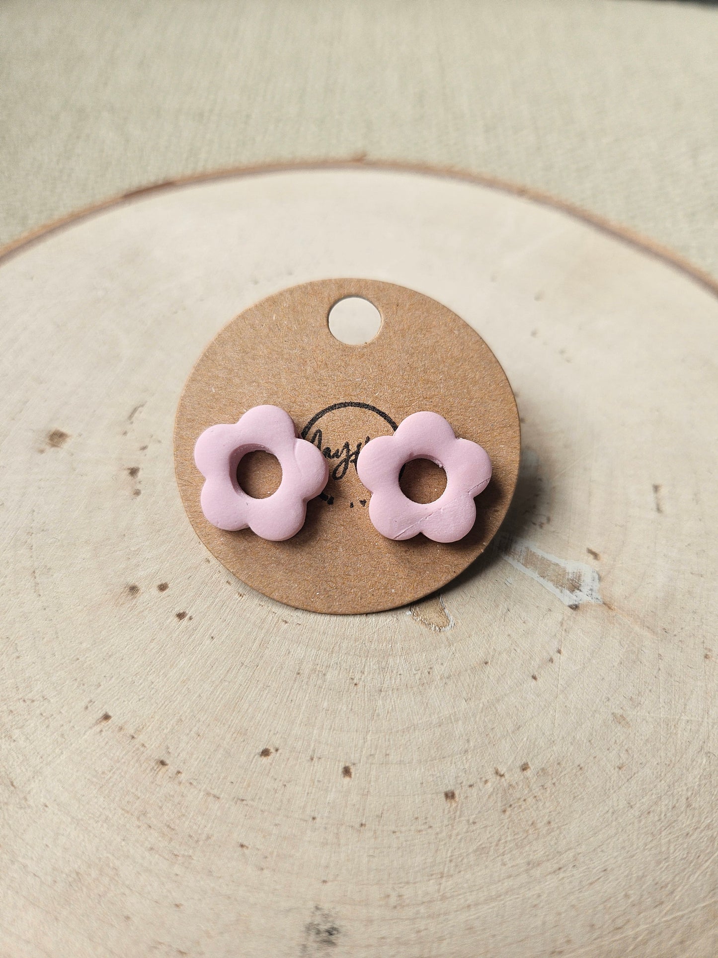 Pink Retro Flower Stud Earrings