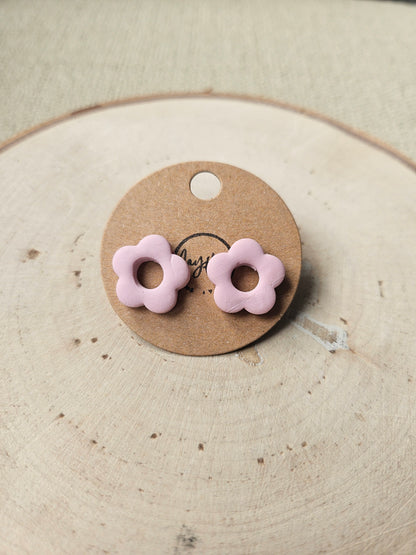 Pink Retro Flower Stud Earrings