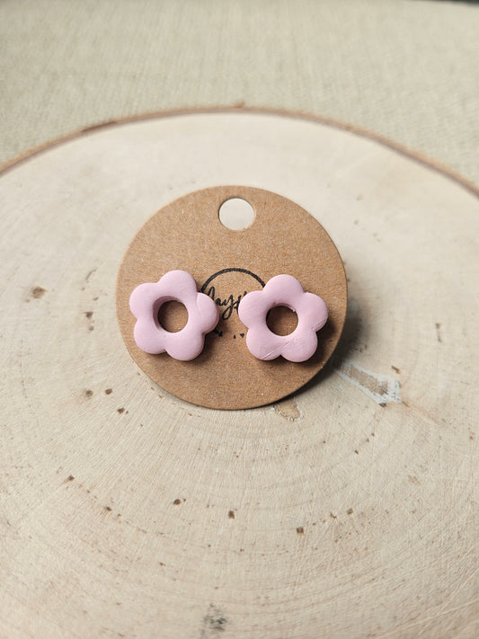 Pink Retro Flower Stud Earrings