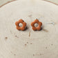 Brown Retro Flower Stud Earrings