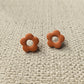 Brown Retro Flower Stud Earrings