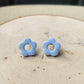 Blue Retro Flower Stud Earrings