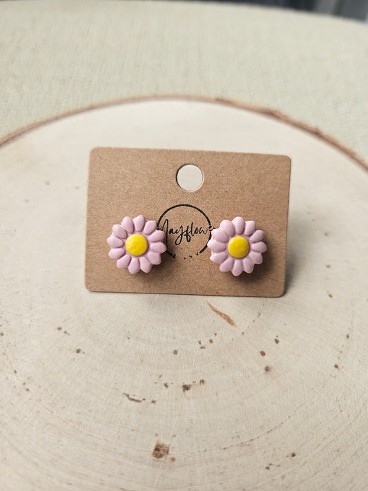 Mini Pink Flower Stud Earrings