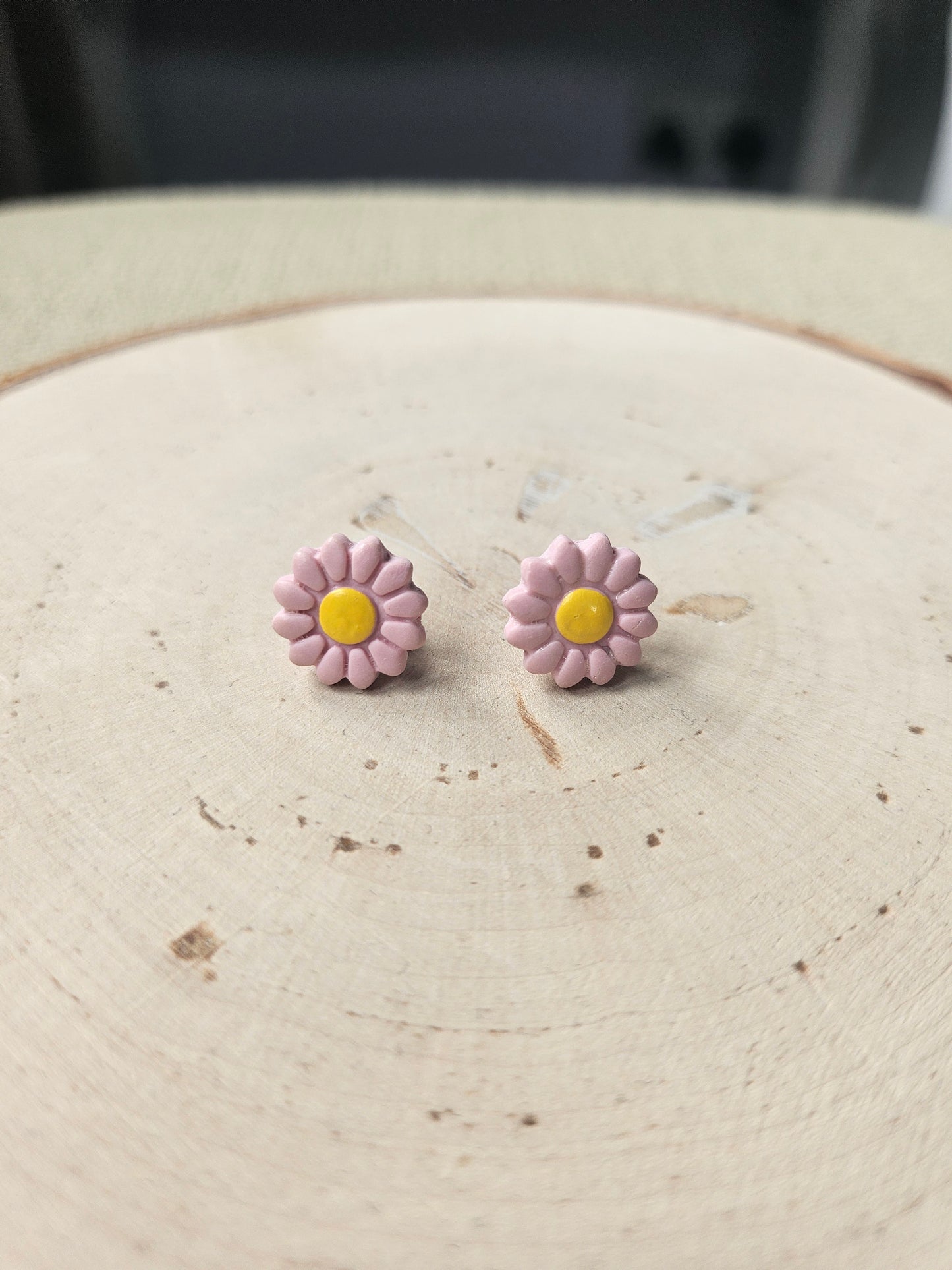 Mini Pink Flower Stud Earrings