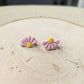 Mini Pink Half Flower Stud Earrings