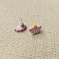 Mini Pink Half Flower Stud Earrings