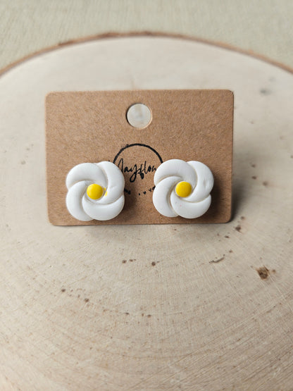 White Gardenia Stud Earrings