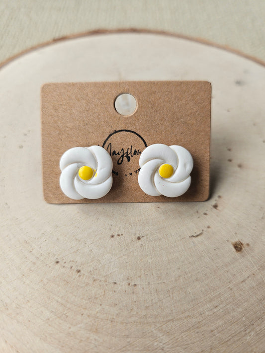 White Gardenia Stud Earrings