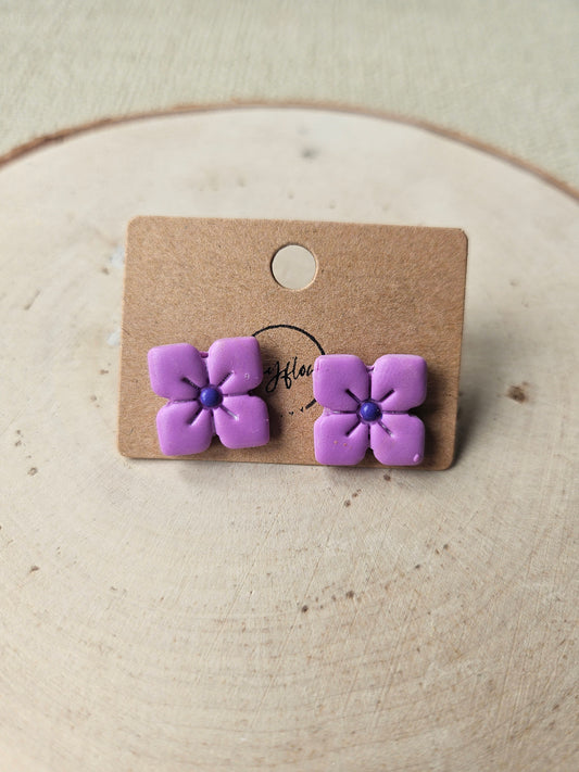 Purple Clematis Stud Earrings