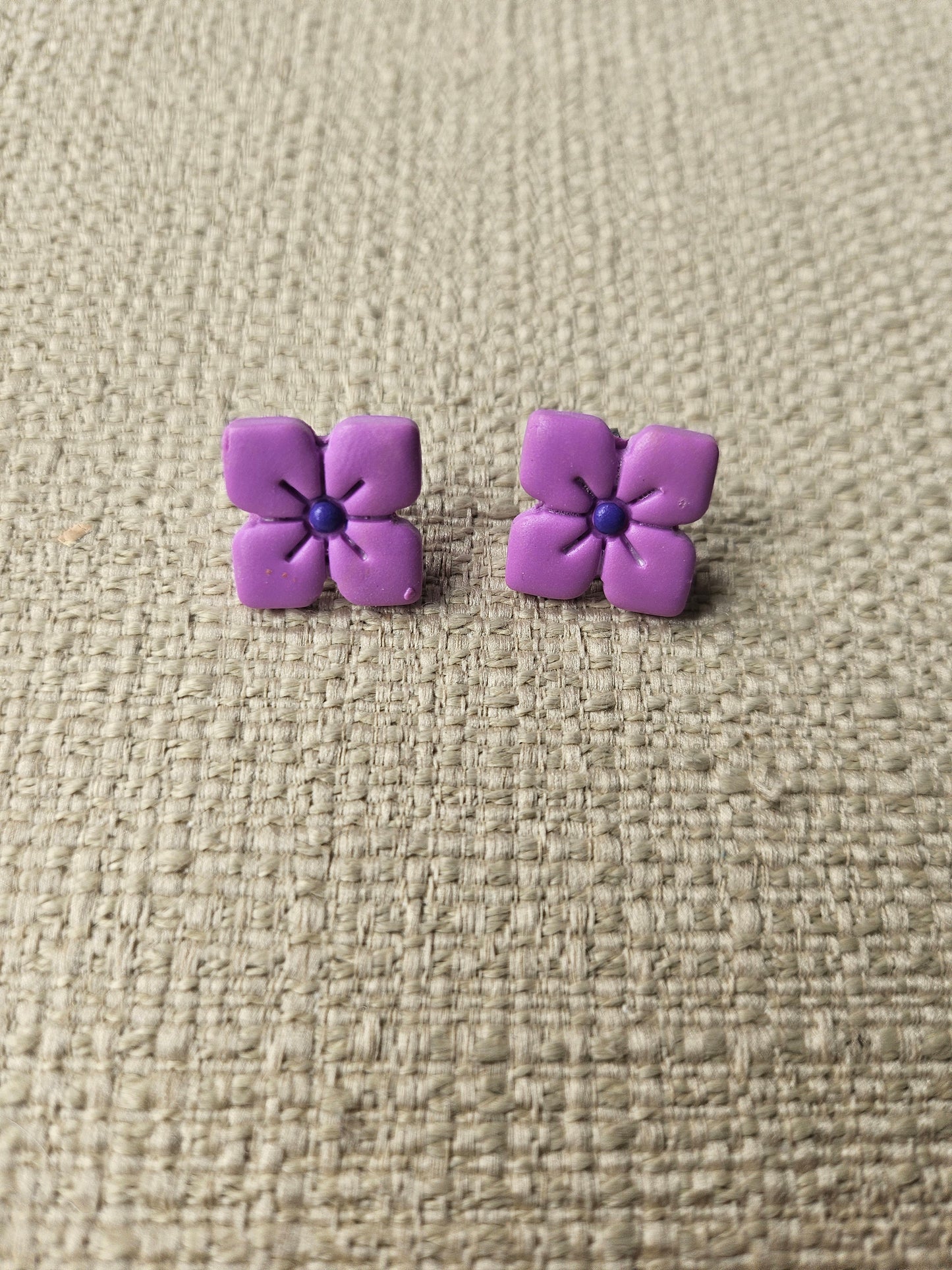 Purple Clematis Stud Earrings