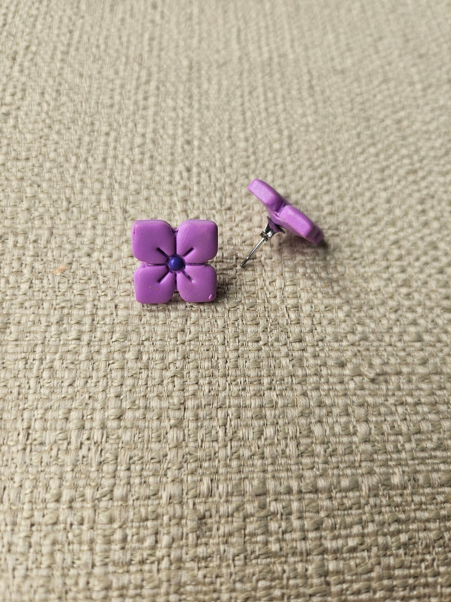 Purple Clematis Stud Earrings