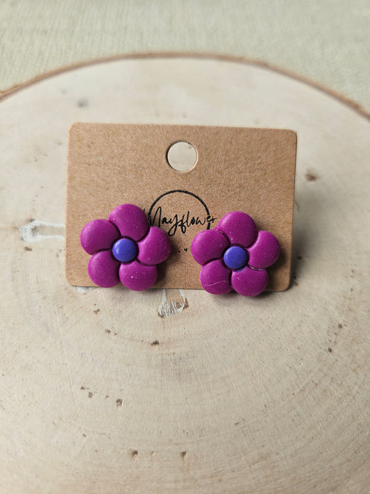 Purple Petunia Stud Earrings