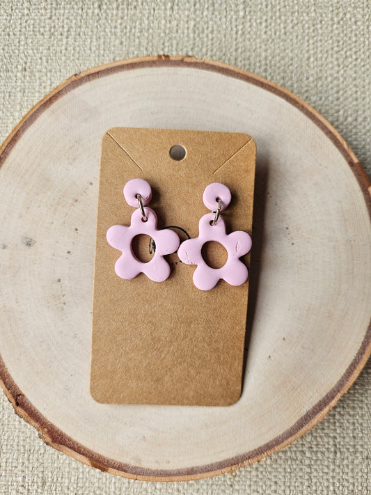 Pink Retro Flower Earrings - Daisy Dangles