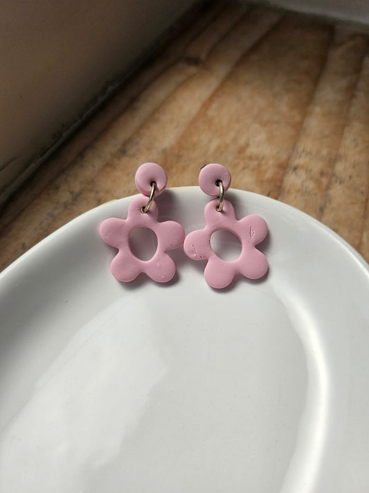 Pink Retro Flower Earrings - Daisy Dangles
