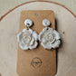 White Blooming Flower Dangle Earrings