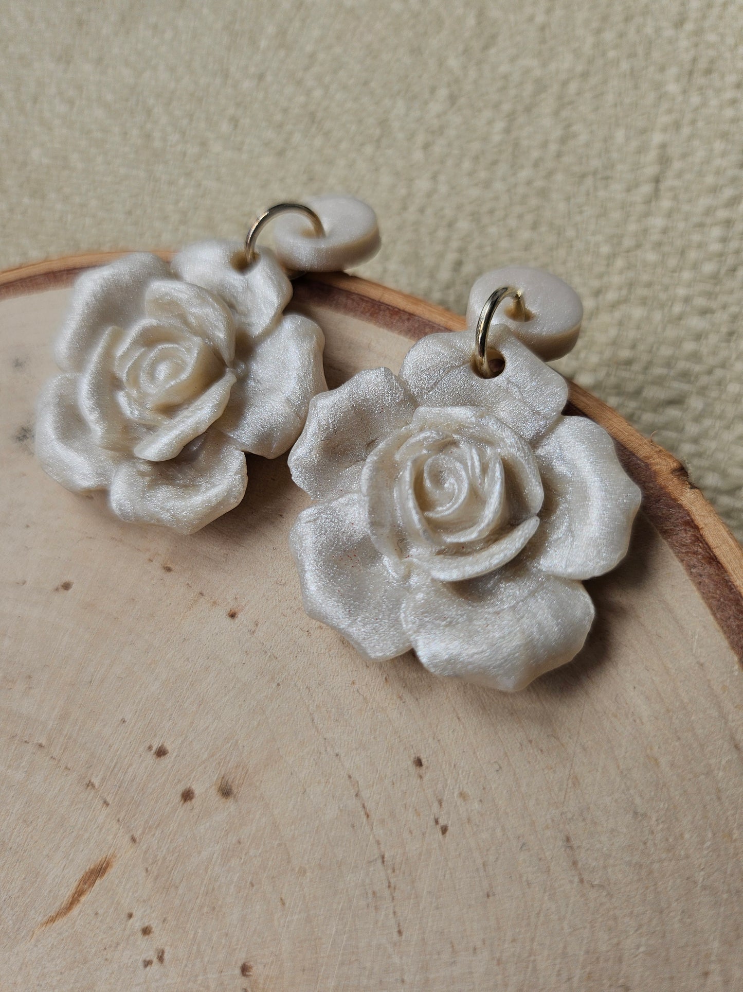 White Blooming Flower Dangle Earrings