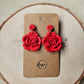 Red Blooming Flower Dangle Earrings