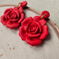 Red Blooming Flower Dangle Earrings