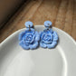 Blue Blooming Flower Dangle Earrings
