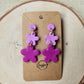 Purple Two Tone Flower Dangle Earrings