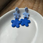 Blue Two Tone Flower Dangle Earrings