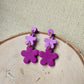 Purple Two Tone Flower Dangle Earrings
