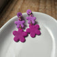 Purple Two Tone Flower Dangle Earrings