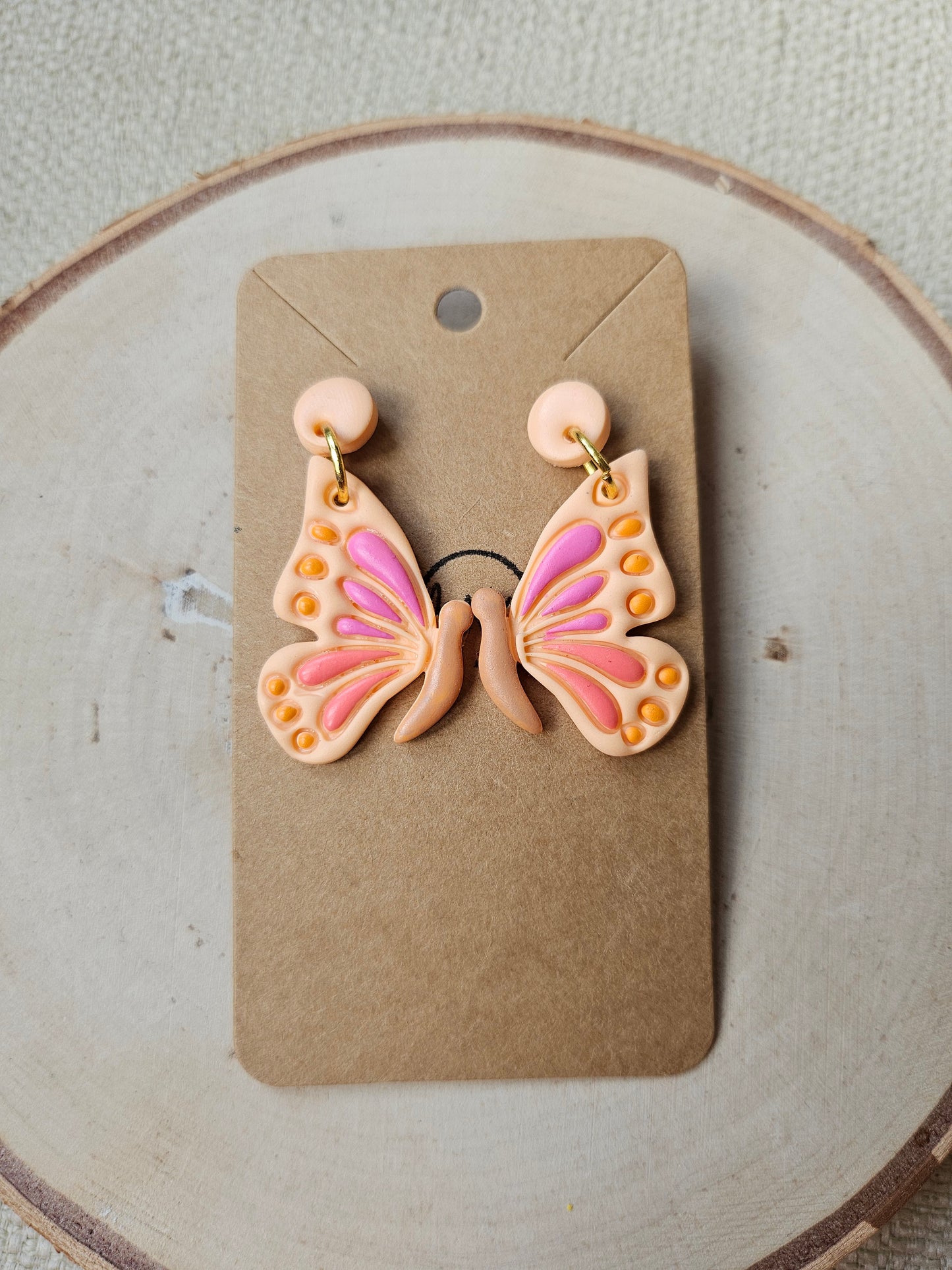 Orange/Peach Butterfly Dangle Earrings
