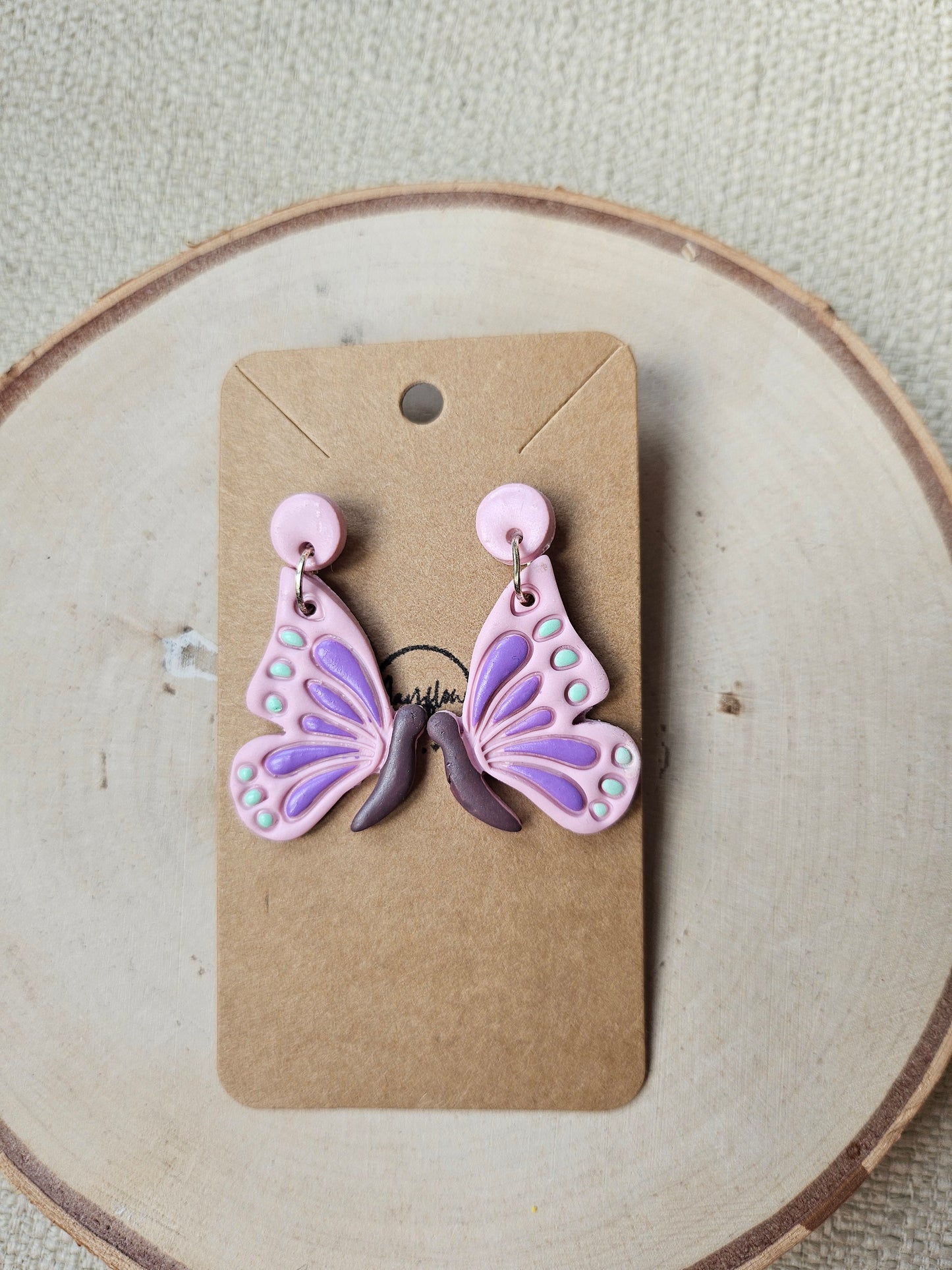 Pink Butterfly Dangle Earrings