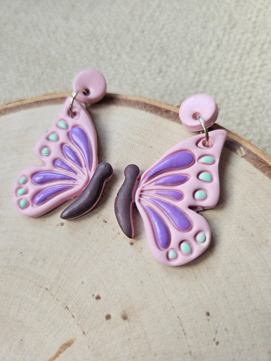 Pink Butterfly Dangle Earrings
