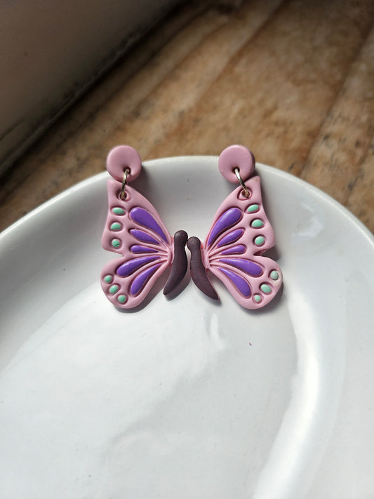 Pink Butterfly Dangle Earrings