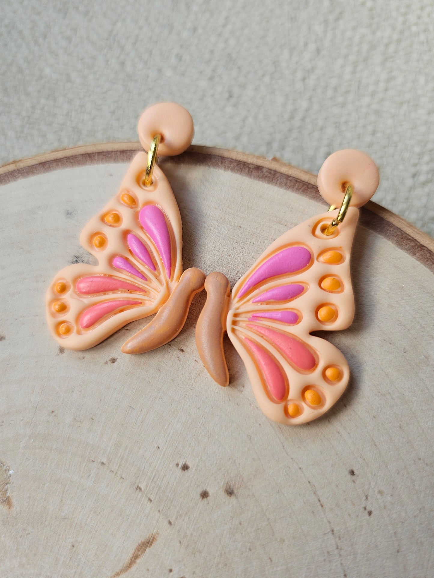 Orange/Peach Butterfly Dangle Earrings