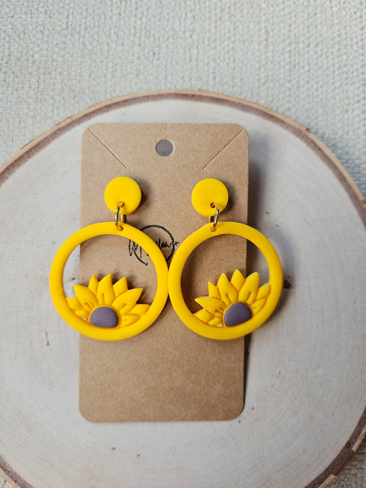 Sunflower Hoop Dangles