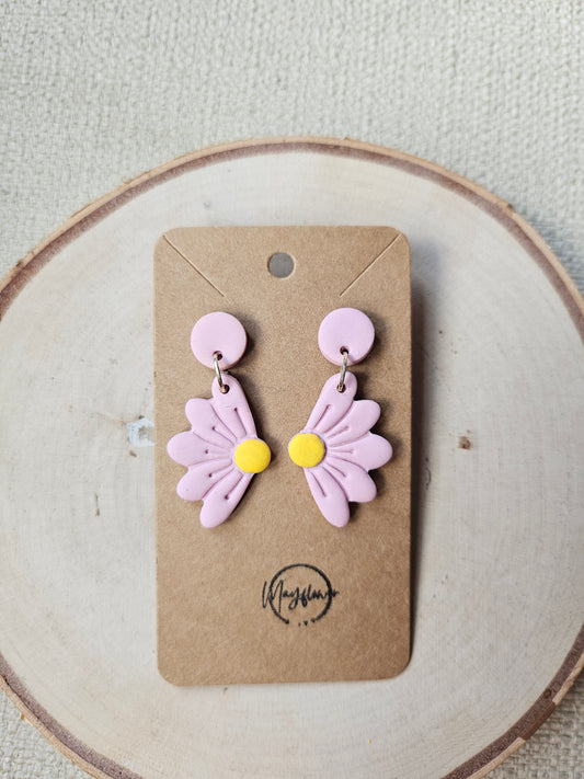 Pink Flower Dangle Earrings