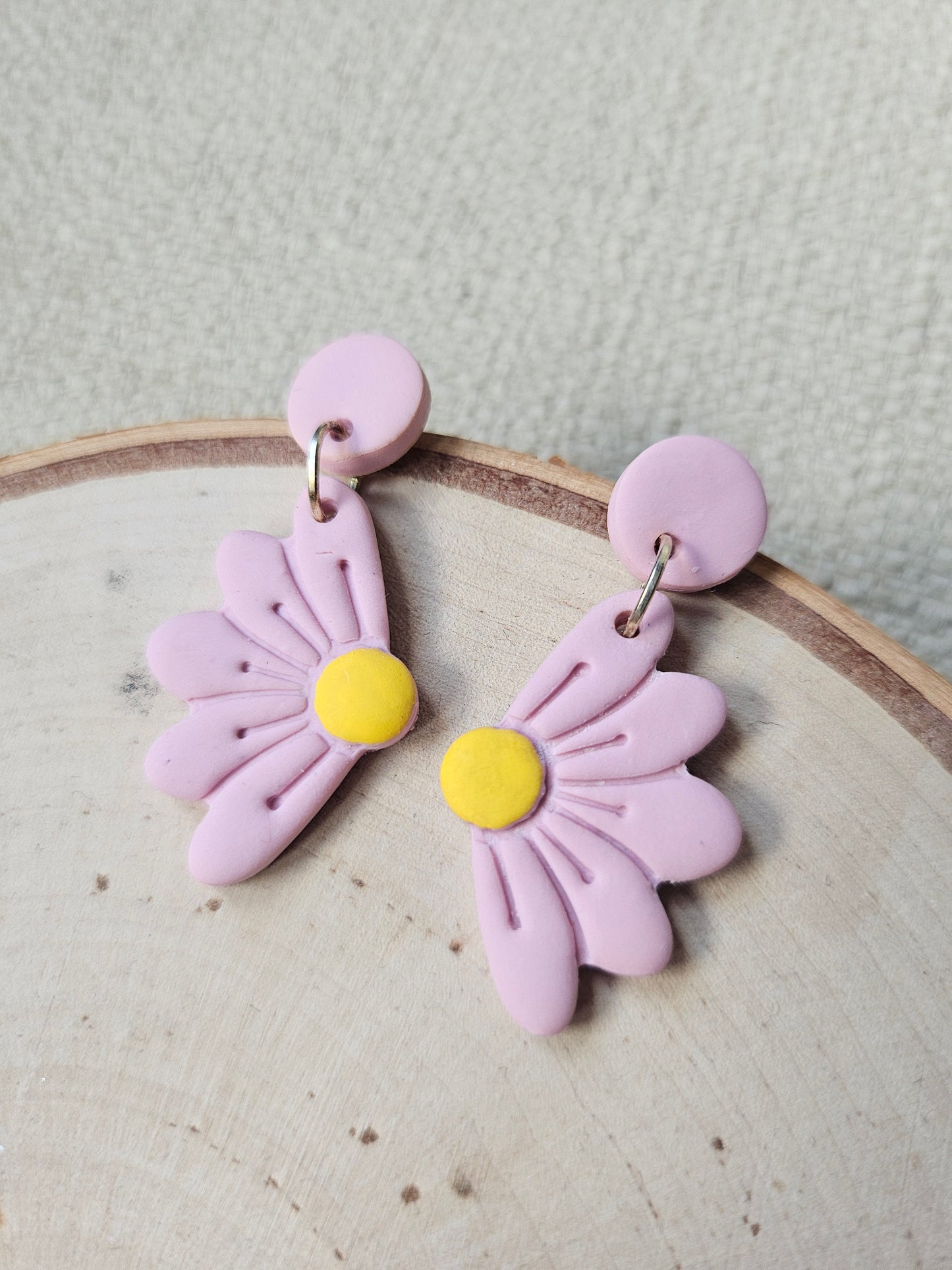 Pink Flower Dangle Earrings