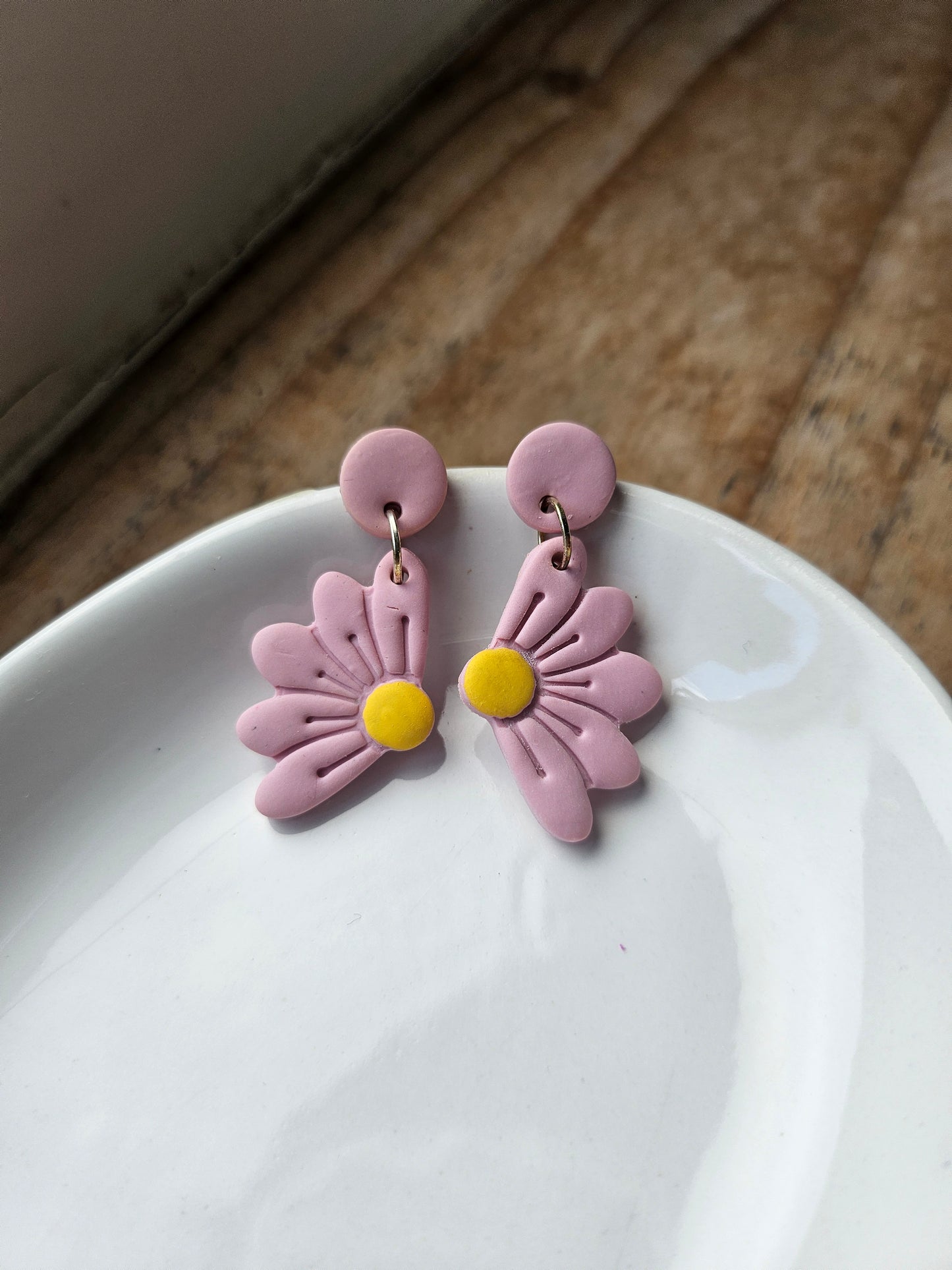 Pink Flower Dangle Earrings